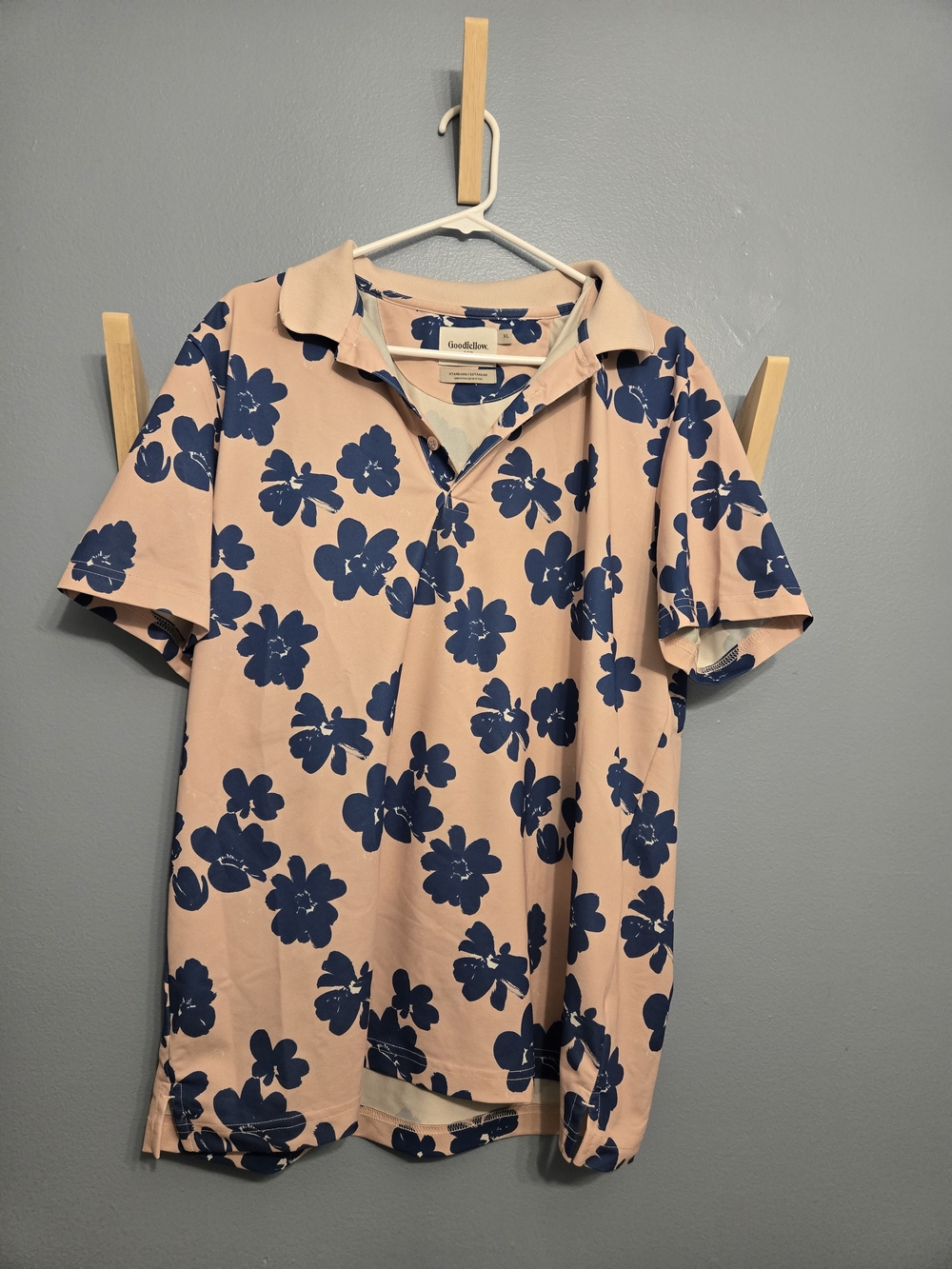 Goodfellow & Co Peach Polo with Navy Floral Print - Men's